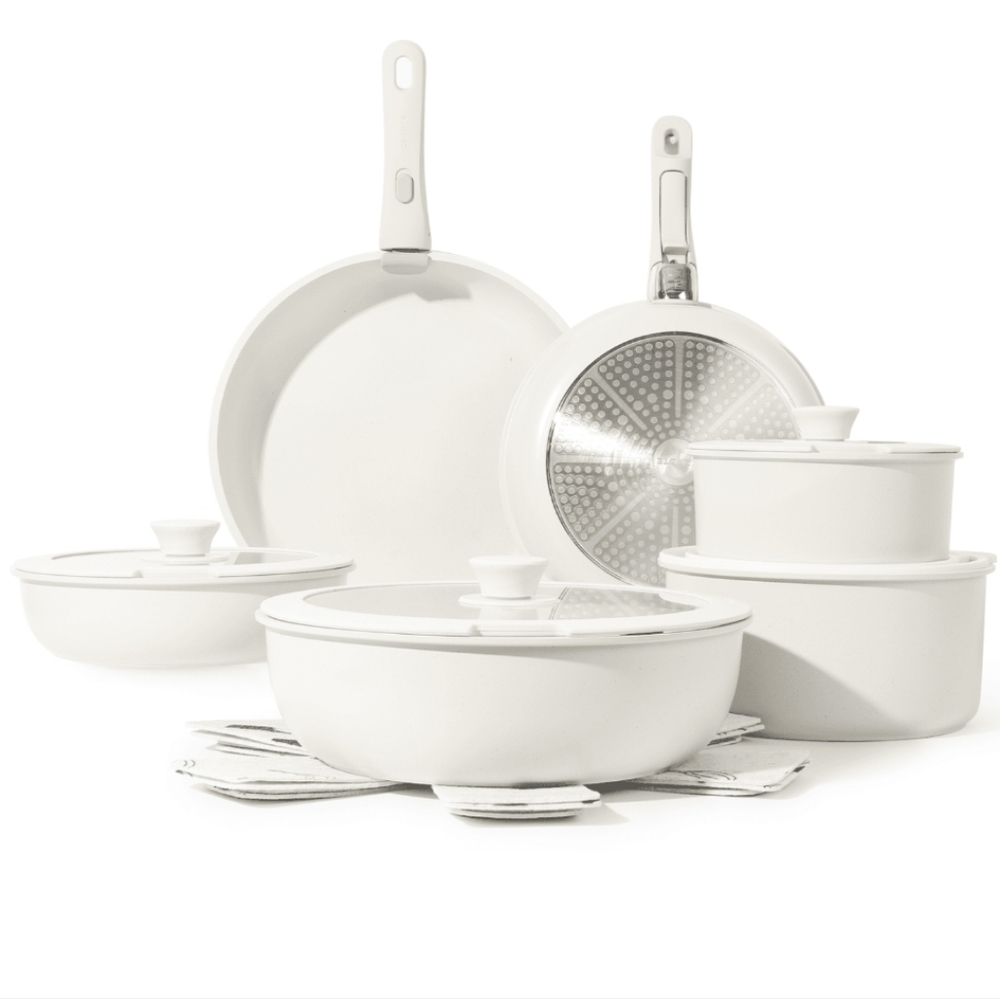 Carote Nonstick Cookware Sets, 17 Pcs Granite Non Stick Pots Pans Set